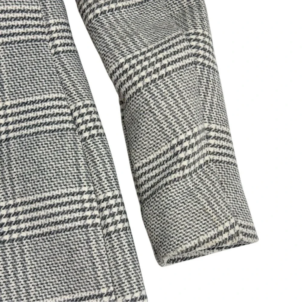 The A&F Dad Coat Plaid Wool Blend Overcoat Women's Size XXSP‎ Gray Classic